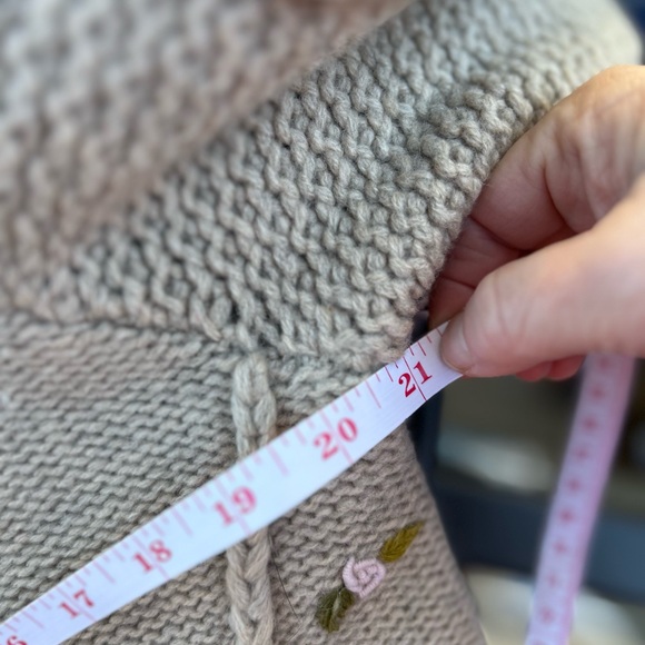 VTG Frost size M floral crochet Grannycore full zip wool cardigan sweater - Picture 6 of 7